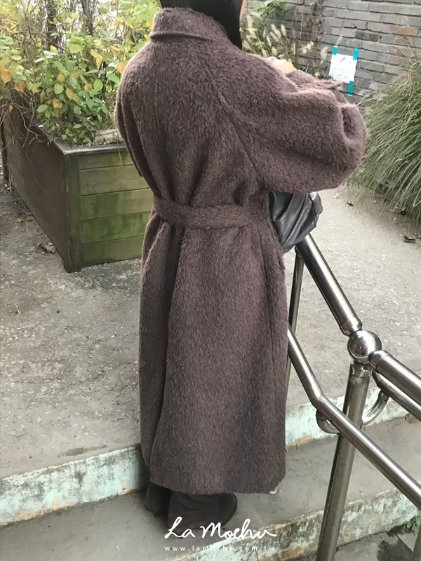 排扣羊毛綁帶大衣
